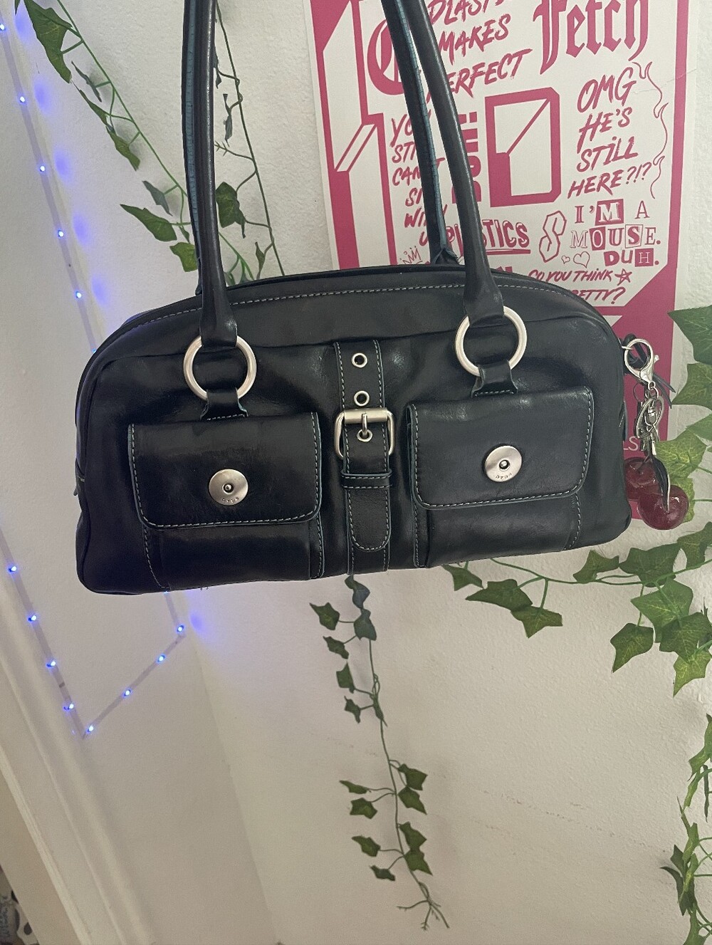 Y2k 2000s Leather HYPE Satchel Dual Pocket Shoulder bag